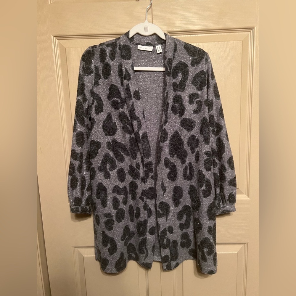 Susan Graver Gray Animal Print Cardigan